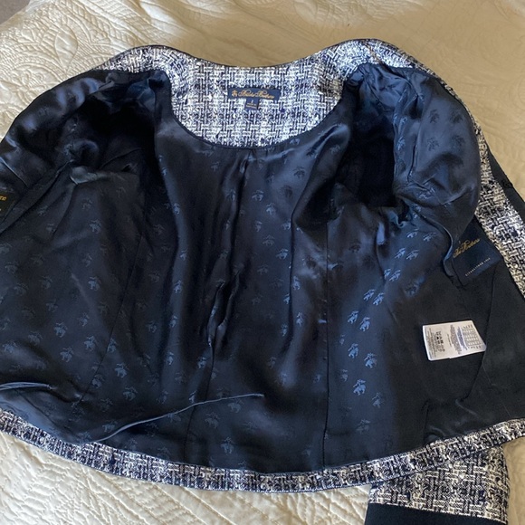 Brooks brothers navy & white tweed jacket and skirt suit set size 2 - Picture 8 of 9